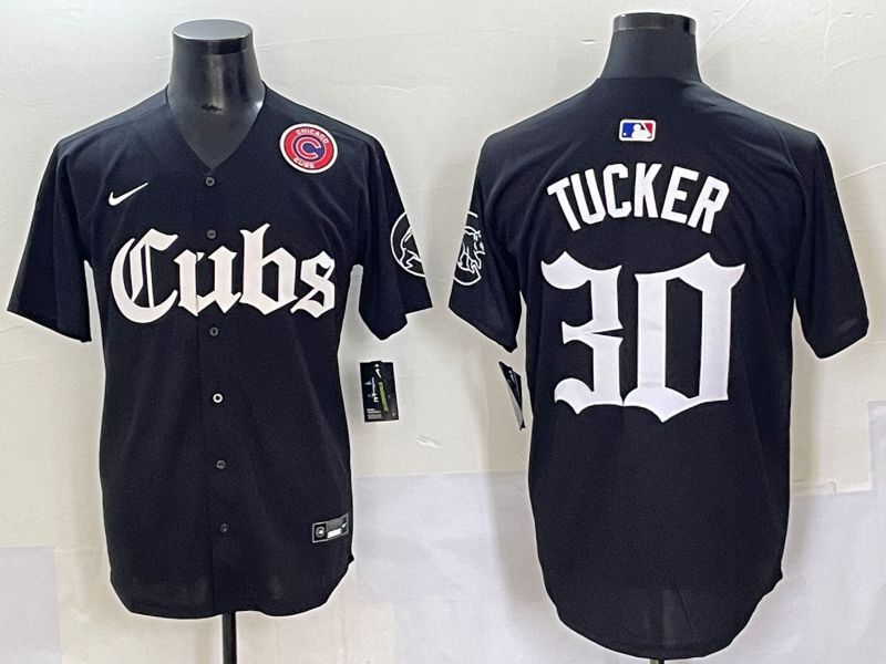 Men 2025 Chicago Cubs 30 Tucker Black Five generations Joint Name Nike MLB Jersey style 11